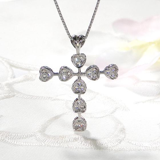 Pt900 0.3ct ダイヤモンド クロス ペンダント 送料無料 プラチナ 0.3 