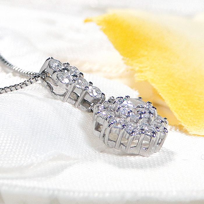 Pt900 0.8ct Hカラー SIクラス ダイヤモンド ネックレス 送料無料 Pt プラチナ 花 フラワー 人気 取り巻き 4月 豪華 誕生石 可愛い 0.8カラット GUPD670の画像