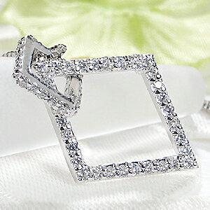 Pt900 0.5ct 菱形 モチーフ 2連 ダイヤモンド ネックレス ジュエリー ダイヤ ペンダント ゴールド 0.5カラット プレゼント 0.5ct 菱形 ひし形 ２連 GUPD742の画像