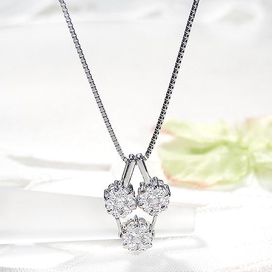 Pt900 0.5ct ２WAY ダイヤモンド ネックレス 送料無料 ジュエリー ペンダント ダイヤ プラチナ 0.5カラット ダイア プレゼント フラワー 花 2way GUPD909の画像
