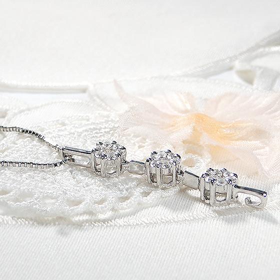 Pt900 0.5ct ２WAY ダイヤモンド ネックレス 送料無料 ジュエリー ペンダント ダイヤ プラチナ 0.5カラット ダイア プレゼント フラワー 花 2way GUPD909の画像