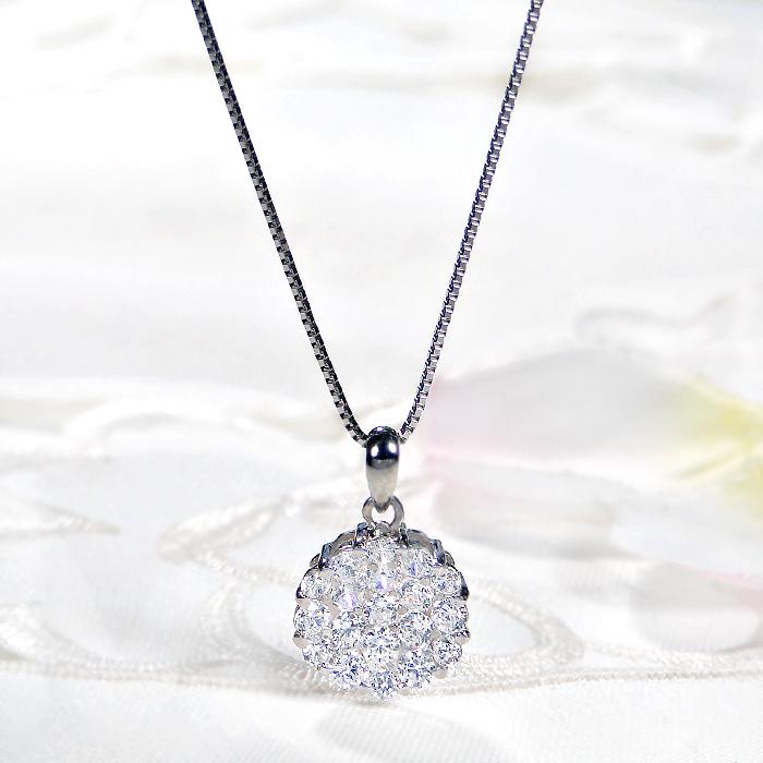 Pt900 1.0ct Hカラー SIクラス ダイヤモンド パヴェ ネックレス 送料無料 Pt プラチナ pave 花 フラワー 人気 4月 豪華 誕生石 可愛い 1ct 1カラット GUPD950の画像