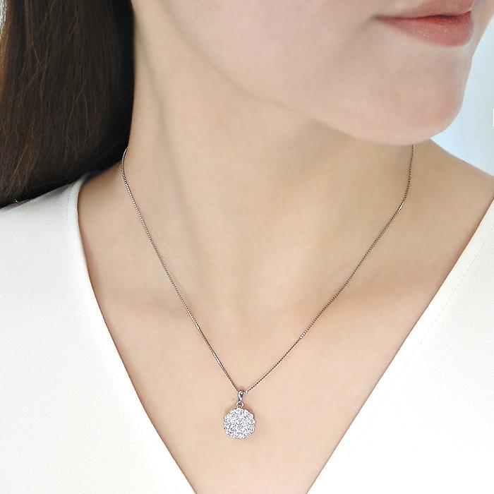 Pt900 1.0ct Hカラー SIクラス ダイヤモンド パヴェ ネックレス 送料無料 Pt プラチナ pave 花 フラワー 人気 4月 豪華 誕生石 可愛い 1ct 1カラット GUPD950の画像