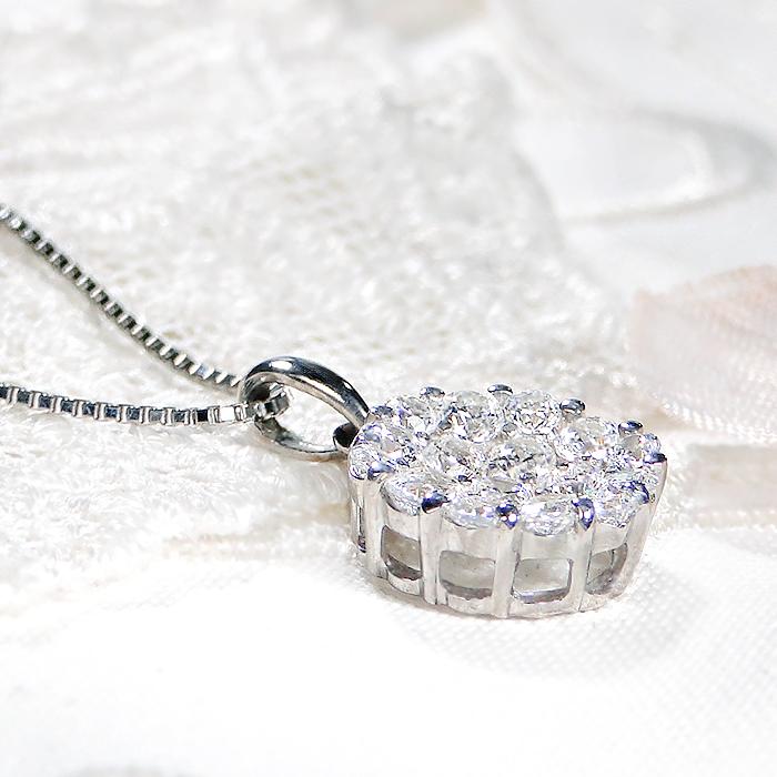Pt900 1.0ct Hカラー SIクラス ダイヤモンド パヴェ ネックレス 送料無料 Pt プラチナ pave 花 フラワー 人気 4月 豪華 誕生石 可愛い 1ct 1カラット GUPD950の画像