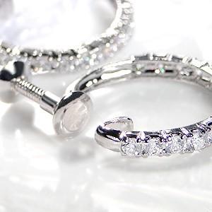 pt900 プラチナ ダイヤモンド ダイヤ イヤリング エタニティ 1.0ct 1カラット ネジ式 4月 誕生石 GUPE110Bの画像