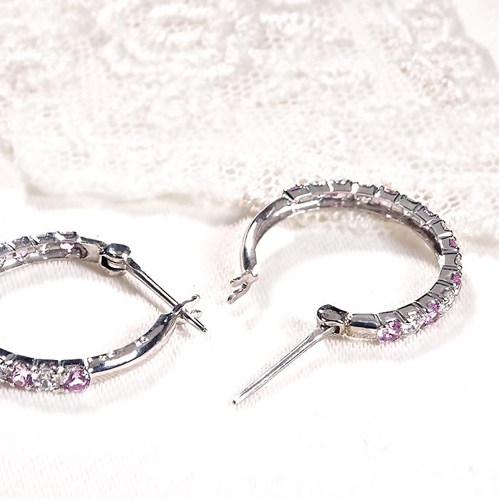 Pt900 ピンクサファイヤ ダイヤモンドピアス 送料無料 PT プラチナ ジュエリー 色石 カラーストーン サファイヤピアス ピンク サファイア 遮断式 GUPE110PSの画像