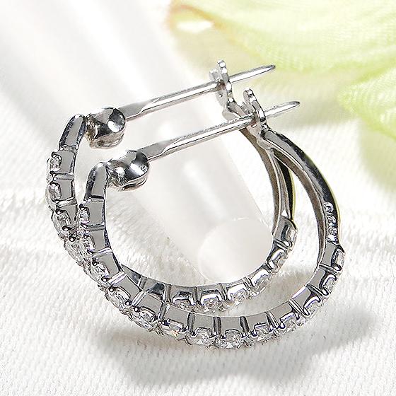 Pt900 0.5ct ダイヤモンド フープ ピアス 送料無料 プラチナ 0.5