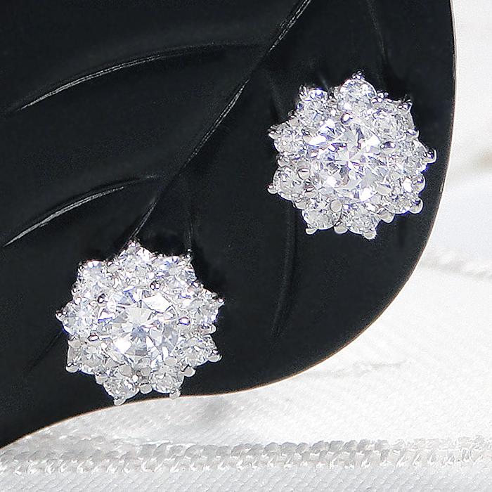 pt900 0.5ct フラワー ダイヤモンド スタッド ピアス 送料無料 ダイヤ