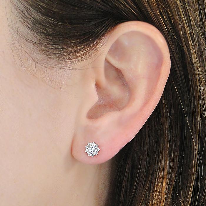 pt900 0.5ct フラワー ダイヤモンド スタッド ピアス 送料無料 ダイヤ