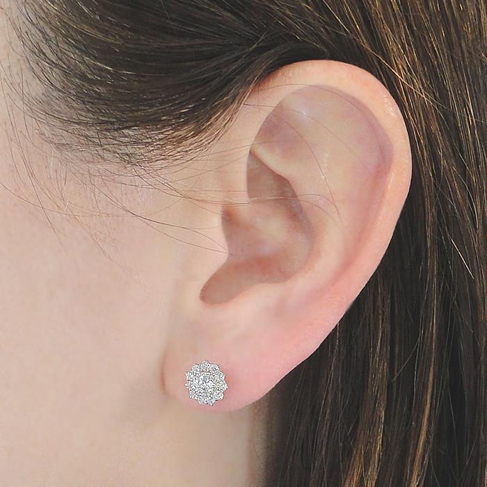 pt900 1.0ct フラワー ダイヤモンド スタッド ピアス 送料無料 ダイヤ ダイア 花 プラチナ 可愛い お花 1カラット ダイア ４月 誕生石 プレゼント人気 GUPE145の画像