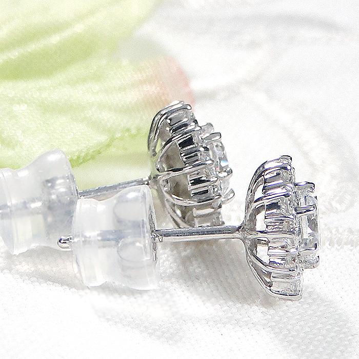 pt900 1.0ct フラワー ダイヤモンド スタッド ピアス 送料無料 ダイヤ ダイア 花 プラチナ 可愛い お花 1カラット ダイア ４月 誕生石 プレゼント人気 GUPE145の画像