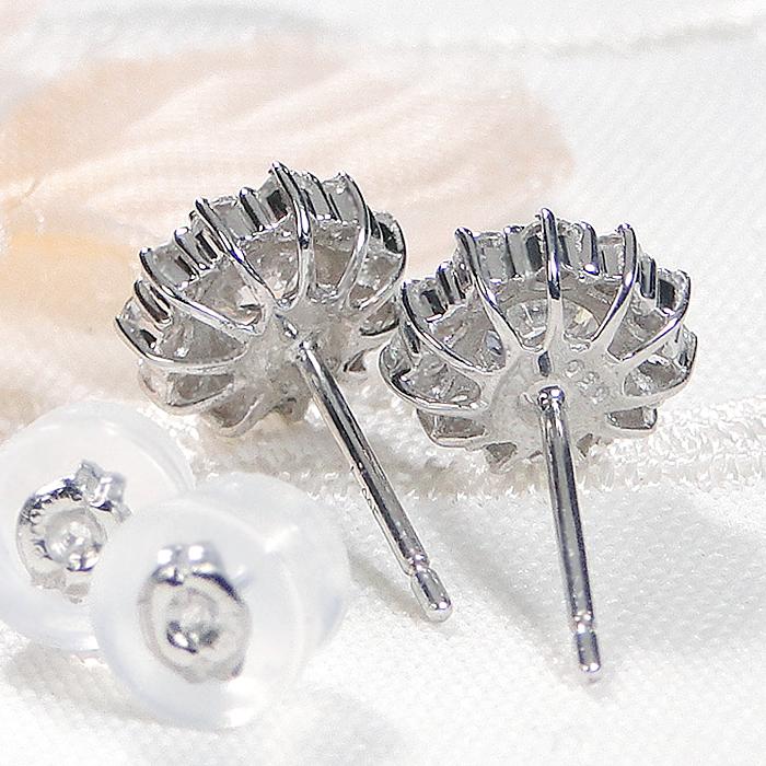 pt900 1.0ct フラワー ダイヤモンド スタッド ピアス 送料無料 ダイヤ ダイア 花 プラチナ 可愛い お花 1カラット ダイア ４月 誕生石 プレゼント人気 GUPE145の画像