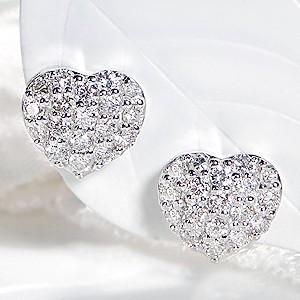 Pt9000.5ct ハート パヴェ ダイヤモンド ピアス : グッドラック