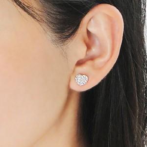 Pt9000.5ct ハート パヴェ ダイヤモンド ピアス : グッドラック