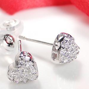 K18 WG ゴールド ダイヤモンド ダイヤ ピアス ハート 0.2ct パヴェ 18k 18金 人気 可愛い GUPE167