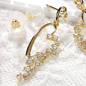 K18YG0.5ct ハート ダイヤモンド ピアスの画像