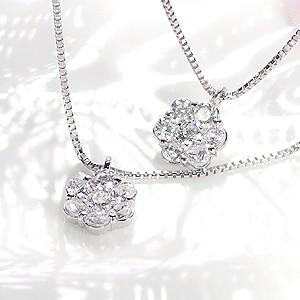 pt900 プラチナ ダイヤモンド ダイヤ ネックレス ペンダント フラワー 花 1.0ct 1カラット 二連 重ねづけ GUPE195PD