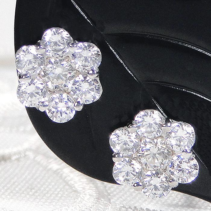 pt900 1.00ct ダイヤモンド ピアス 送料無料 ダイヤ ダイア 花 プラチナ 可愛い お花 1カラット フラワー 花 上品 ダイア ４月 誕生石 プレゼント人気 GUPE204の画像