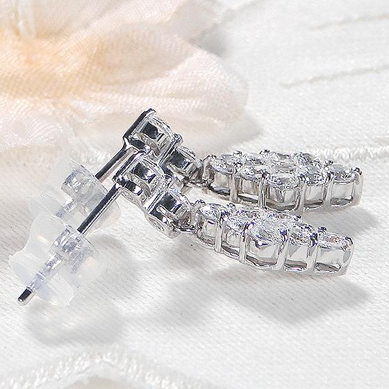 Pt900 1ct パヴェ ダイヤモンド ピアス 送料無料 ダイヤ パヴェ プラチナ 四角 可愛い 0.5カラット 1カラット 菱形 ひし形 ダイア スクエア 豪華 GUPE234の画像