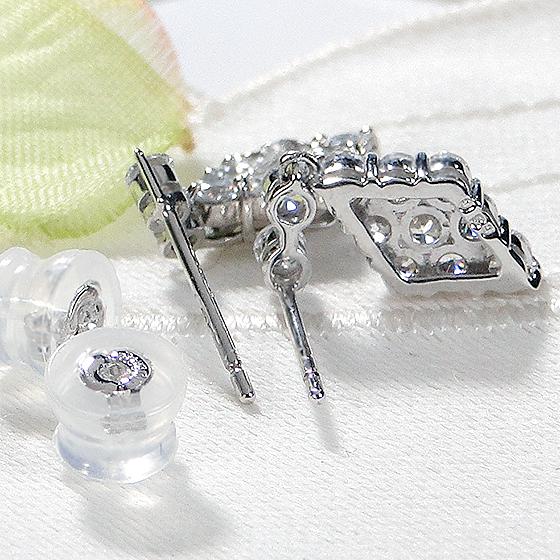 Pt900 1ct パヴェ ダイヤモンド ピアス 送料無料 ダイヤ パヴェ プラチナ 四角 可愛い 0.5カラット 1カラット 菱形 ひし形 ダイア スクエア 豪華 GUPE234の画像