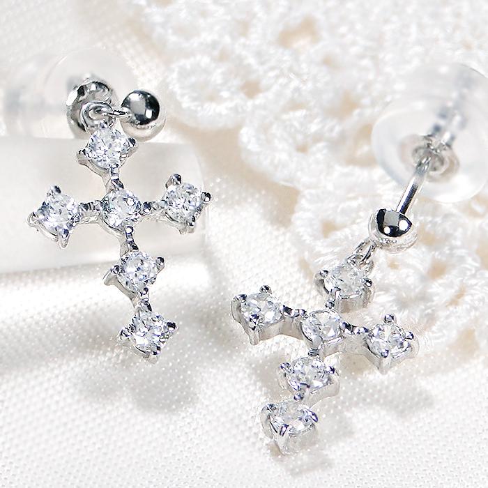 Pt900 0.30ct ダイヤモンド クロス ピアス 送料無料 ダイヤ ジュエリー 
