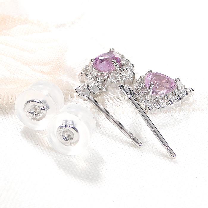 Pt900 ピンクサファイヤ ダイヤモンド ピアス 送料無料 PT プラチナ 