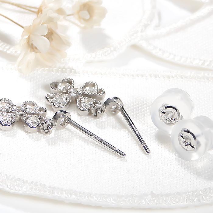 Pt900 0.3ct クローバー ダイヤモンド ピアス 送料無料 ダイヤ