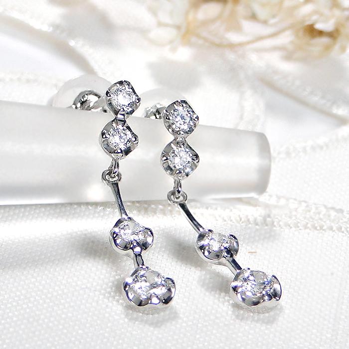 Pt900 0.30ct ダイヤモンド スタッド ピアス 送料無料 ダイヤ ジュエリー PT プラチナ 揺れる クリスマス ダイヤ ダイア 人気 プレゼント シンプル GUPE276Bの画像