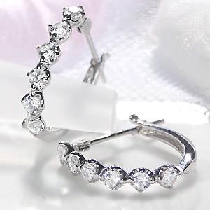 pt900 プラチナ ダイヤモンド ダイヤ ピアス エタニティ 0.5ct 中折れ