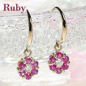 k18 イエローゴールド ルビー フックピアス Amazon | 【Rvaru】 K18 ルビー ピアス ドロップ ダブル