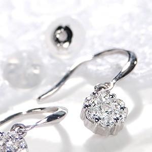 K18 WG ゴールド ダイヤモンド ダイヤ フラワー ピアス 花 0.3ct 揺れる GUPE297SPの画像