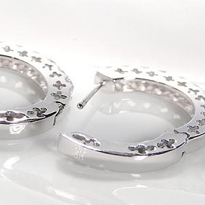 pt900 プラチナ ダイヤモンド ダイヤ ピアス フープ クローバー pt900 プラチナ ダイヤモンド ダイヤ ピアス フープ クローバー