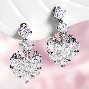 Pt9000.50ct ハート ダイヤモンド ピアスの画像