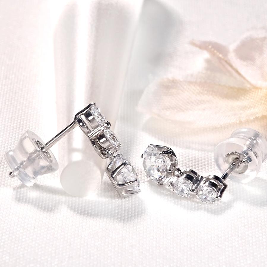 Pt900 1.0ct ダイヤモンド ピアス 送料無料 ダイヤ ジュエリー PT プラチナ 3石 3粒 トリロジー 可愛い 1カラット スリーストーン 揺れる 4月誕生石 GUPE335SPの画像