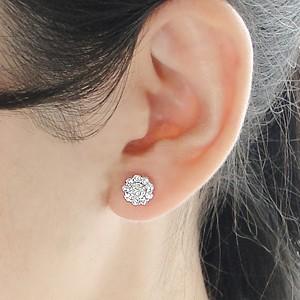 pt900 プラチナ 1.0ct フラワー ダイヤモンド ピアス 可愛い 4