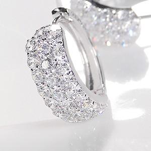 pt900 プラチナ ダイヤモンド ダイヤ ピアス パヴェ 2.0ct 2カラット 中折れ ワンタッチ 大人気 GUPE344の画像