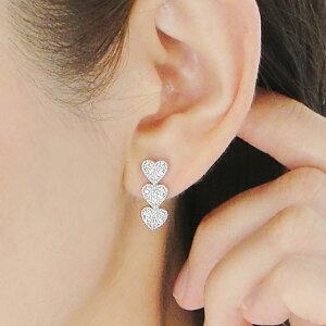 Pt900 0.5ct ハート ダイヤモンド ピアス ダイア プラチナ ダイアモンド ミル打ち heart PT900 可愛い パヴェ pave 0.5カラット ギフト プレゼント GUPE350の画像