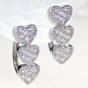 Pt900 0.5ct ハート ダイヤモンド ピアス ダイア プラチナ ダイアモンド ミル打ち heart PT900 可愛い パヴェ pave 0.5カラット ギフト プレゼント GUPE350の画像