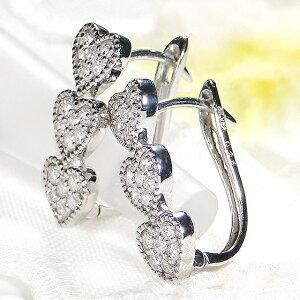 Pt900 0.5ct ハート ダイヤモンド ピアス ダイア プラチナ ダイアモンド ミル打ち heart PT900 可愛い パヴェ pave 0.5カラット ギフト プレゼント GUPE350の画像