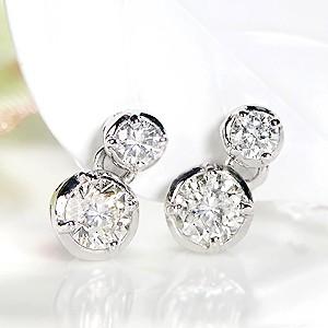 Pt9000.5ct ツイン ダイヤモンド ピアスの画像