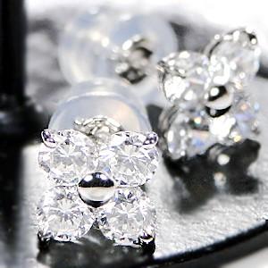 pt900  プラチナ 1.0ct フラワー ダイヤモンド  ピアス 可愛い ４月誕生石  花 １カラット クリスマス 豪華 人気  ホワイトデー　GUPE393の画像