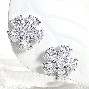 プラチナ 1カラット フラワー ダイヤ ピアス 送料無料 ダイヤモンド pt900 1ct 花 豪華 4月 誕生石 プレゼント シンプル 上品 flower エレンガント GUPE420の画像