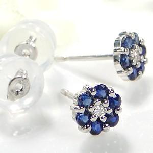 K18WG花モチーフ ダイヤ、イエローサファイアピアス ビズー公式】アクアマリン イエローサファイア K18 ピアス
