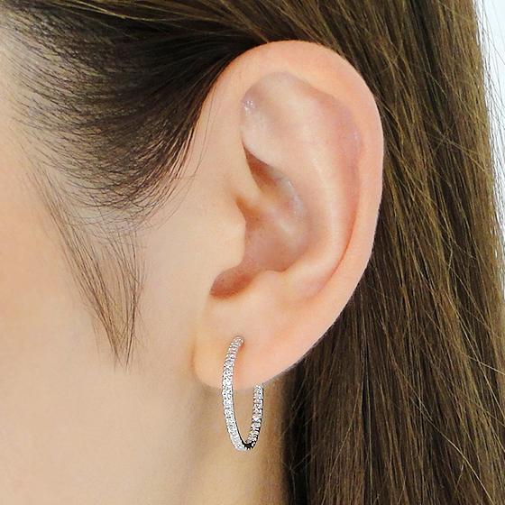 Pt900 0.5ct プラチナ ダイヤモンド フープ ピアス 送料無料