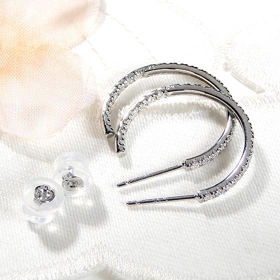 Pt900 0.5ct プラチナ ダイヤモンド フープ ピアス 送料無料