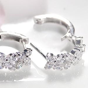 pt900 プラチナ ダイヤモンド ダイヤ ピアス フラワー 花 フープ