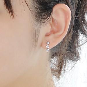 pt900 1.0ct スリーストーン ダイヤモンド ピアス 送料無料 プラチナ 1  