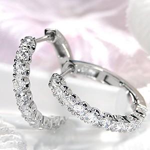 pt9001.0ct フープ エタニティ ダイヤモンド ピアスの画像