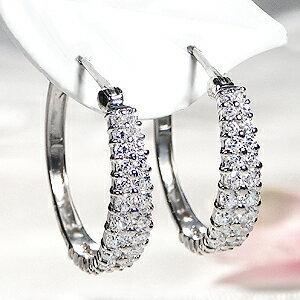 Pt900 1.0ct ダイヤモンド フープ ピアス プラチナ 遮断式 ジュエリー レディース ダイヤ 0.5カラット 2列 エタニティ ダイア ギフト プレゼント 可愛い GUPE507の画像