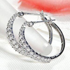 Pt900 1.0ct ダイヤモンド フープ ピアス プラチナ 遮断式 ジュエリー レディース ダイヤ 0.5カラット 2列 エタニティ ダイア ギフト プレゼント 可愛い GUPE507の画像